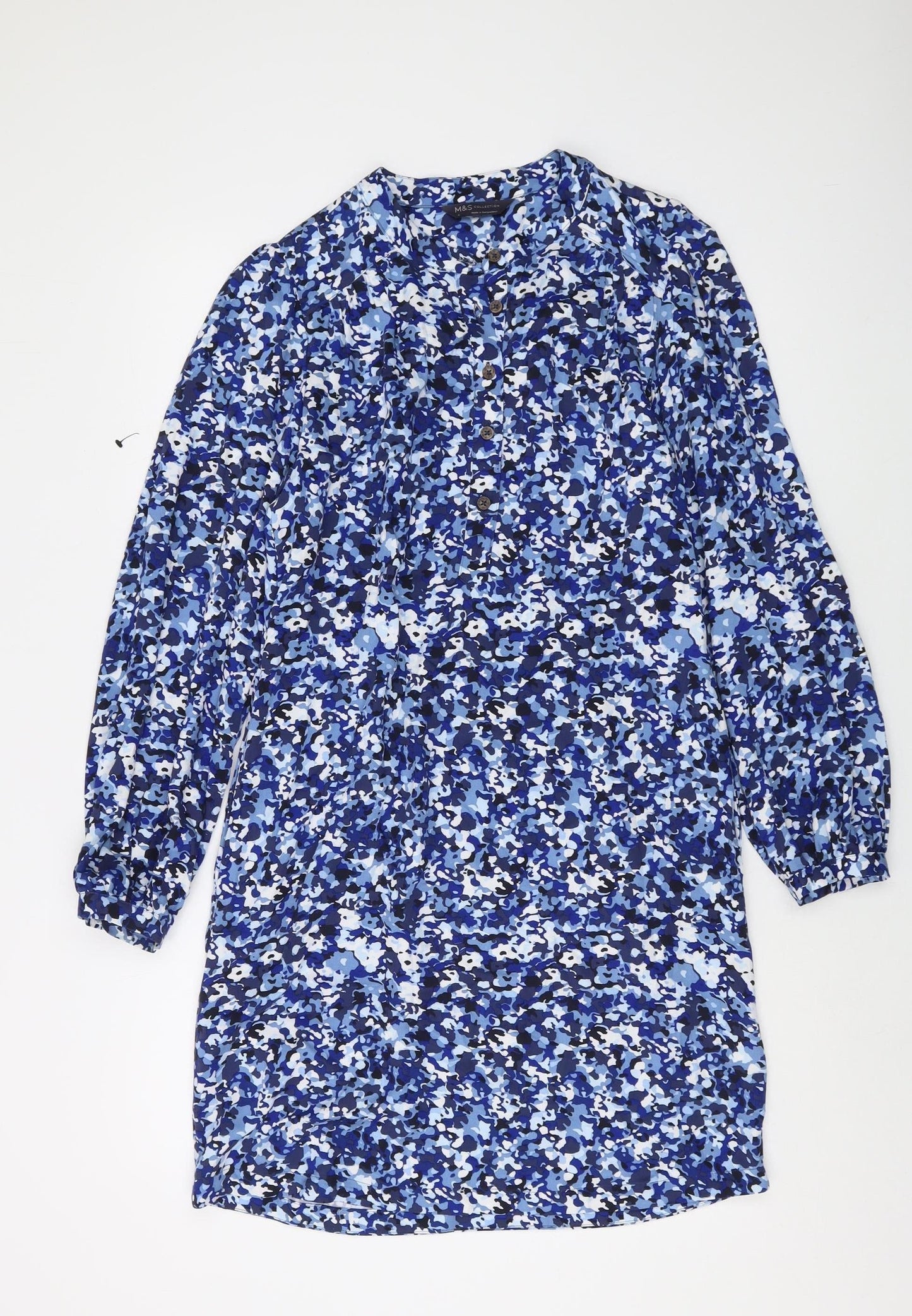 Marks and Spencer Women's Blue Camouflage Shirt Dress