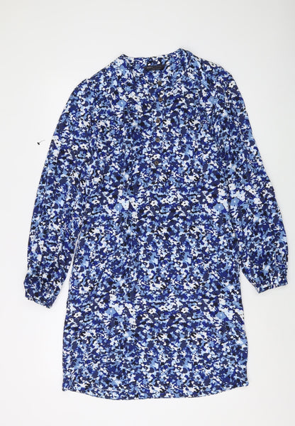 Marks and Spencer Women's Blue Camouflage Shirt Dress