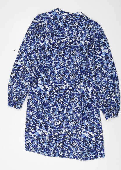 Marks and Spencer Women's Blue Camouflage Shirt Dress