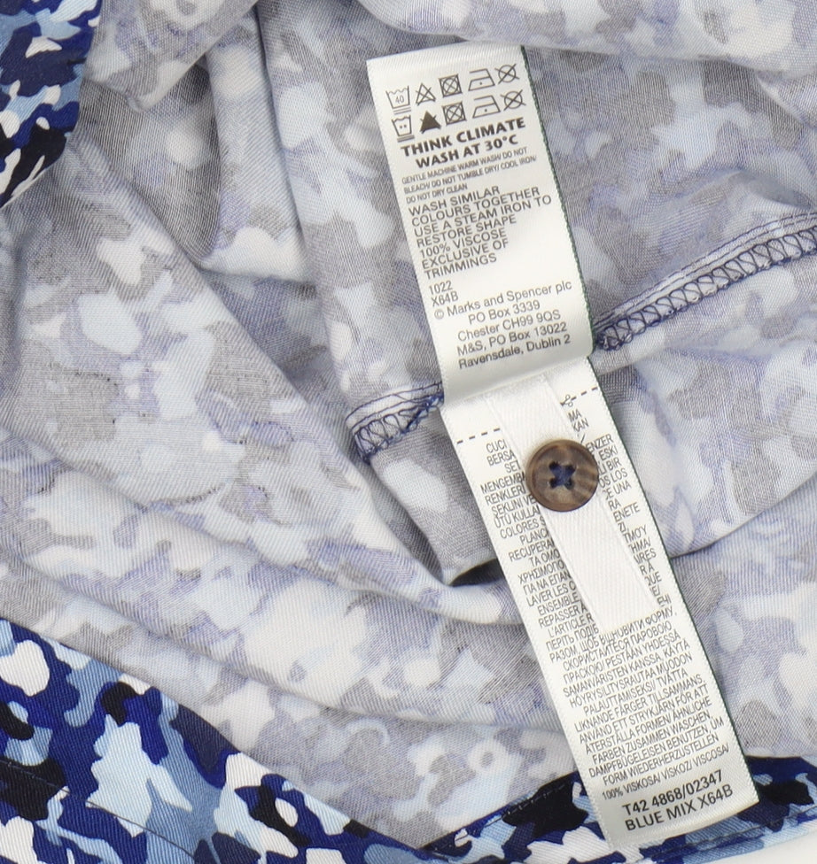 Marks and Spencer Women's Blue Camouflage Shirt Dress