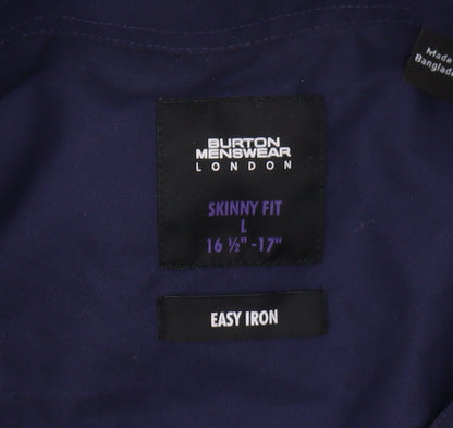 Burton Menswear London Men's Slim Fit Blue Shirt