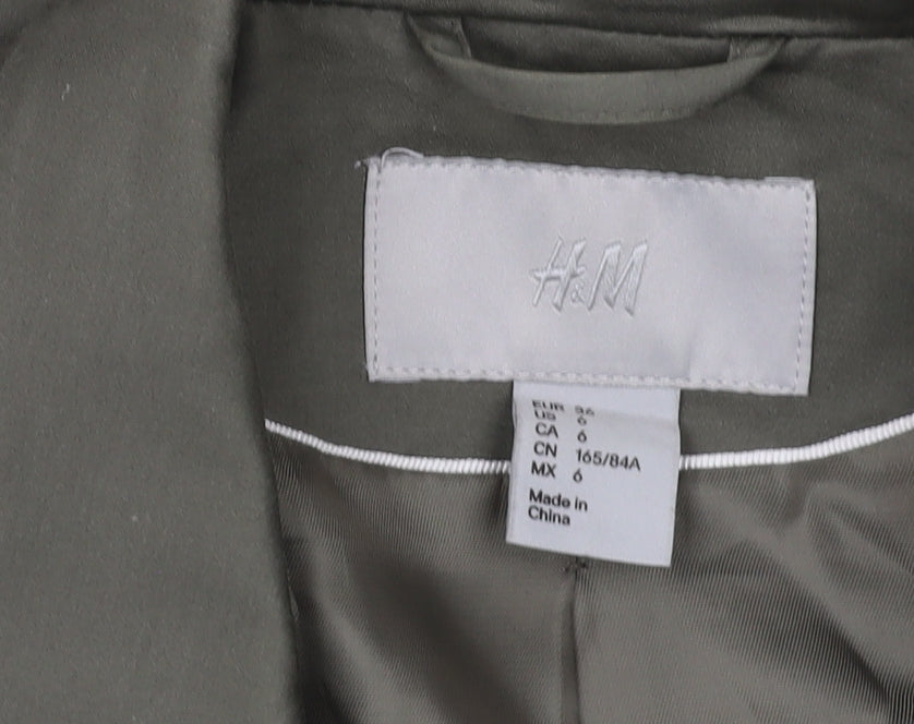 H&M Women's Green Suit Jacket Size 10 Regular Fit