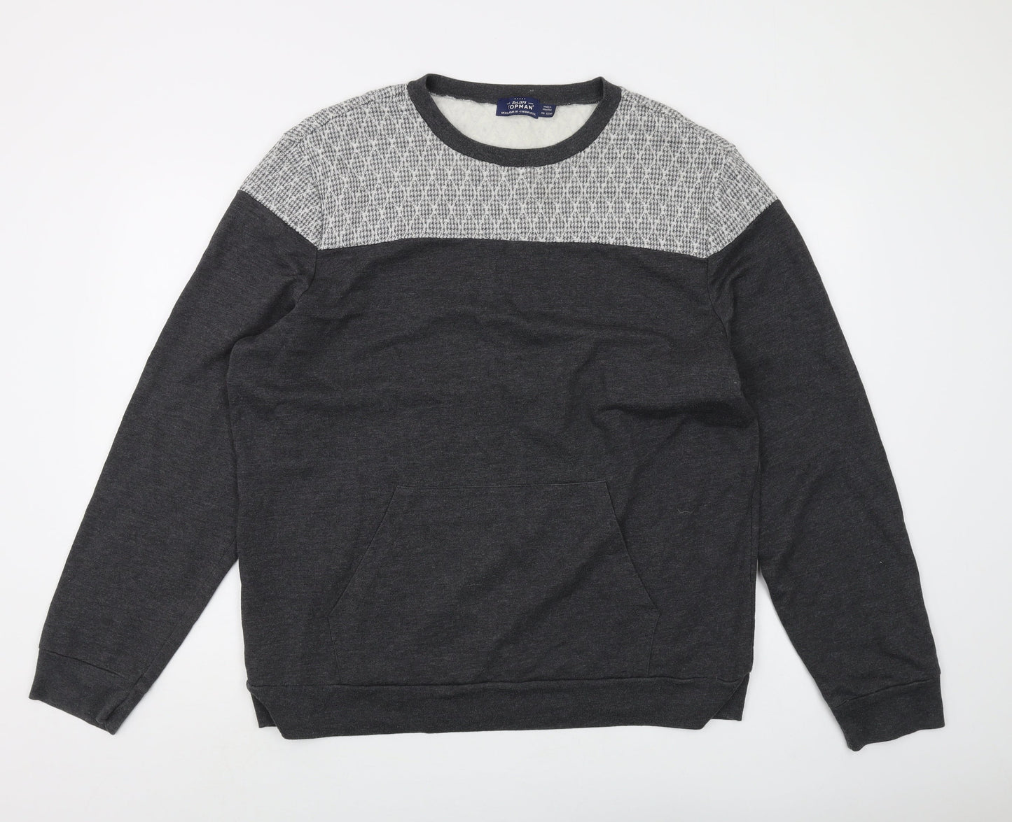 Topman Men's Grey 2XL Geometric Pullover Sweatshirt