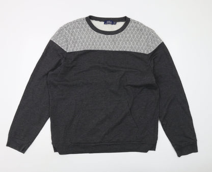 Topman Men's Grey 2XL Geometric Pullover Sweatshirt