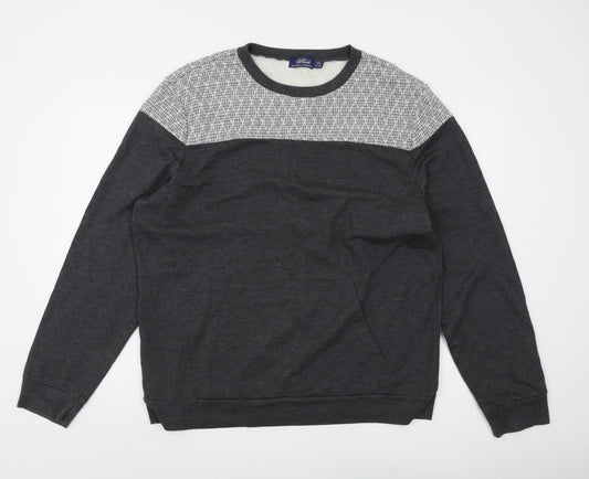 Topman Men's Grey 2XL Geometric Pullover Sweatshirt
