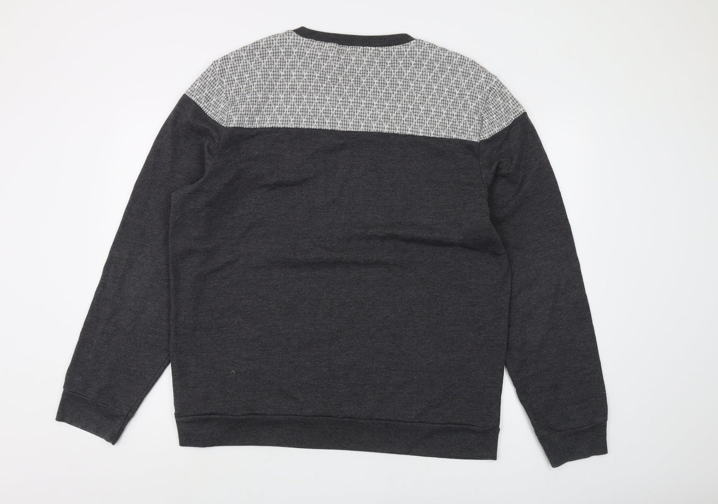 Topman Men's Grey 2XL Geometric Pullover Sweatshirt