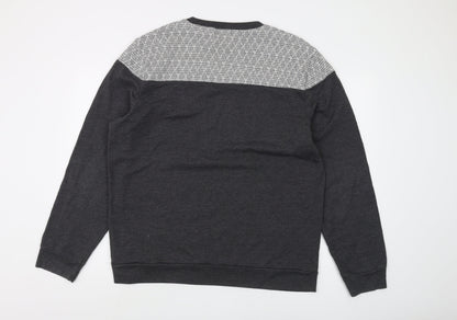 Topman Men's Grey 2XL Geometric Pullover Sweatshirt
