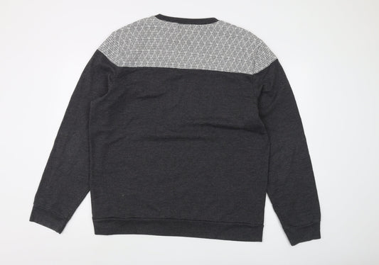 Topman Men's Grey 2XL Geometric Pullover Sweatshirt