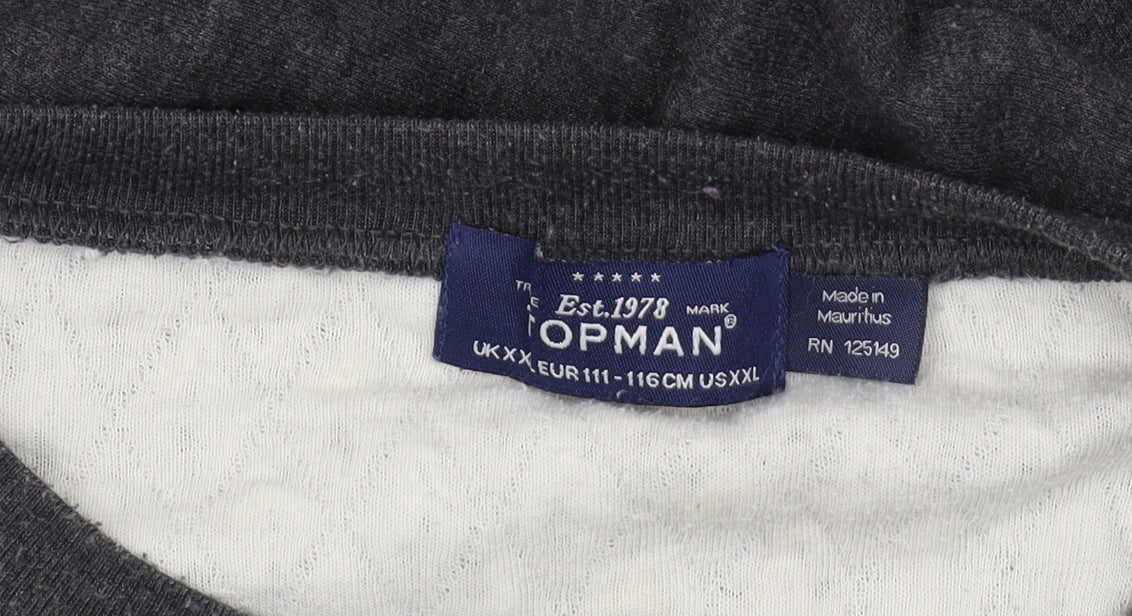 Topman Men's Grey 2XL Geometric Pullover Sweatshirt