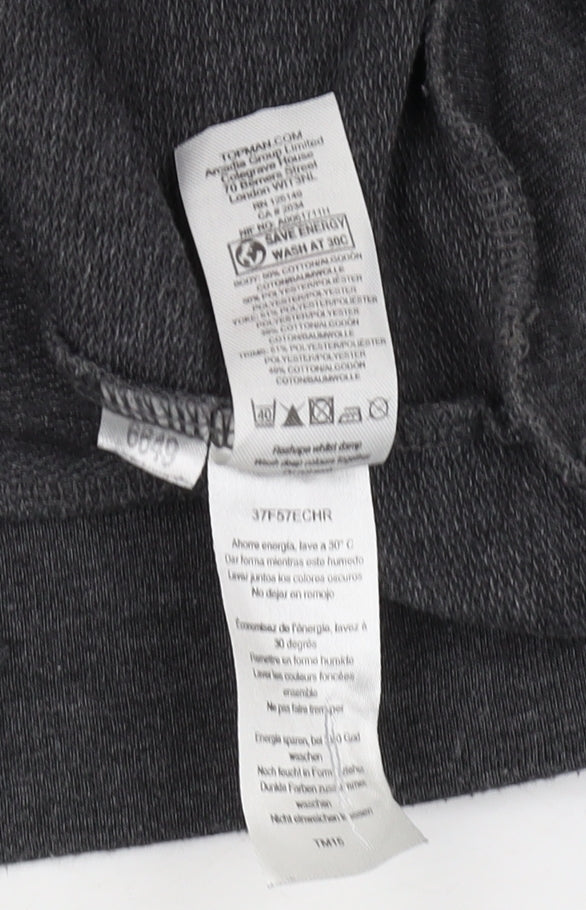 Topman Men's Grey 2XL Geometric Pullover Sweatshirt