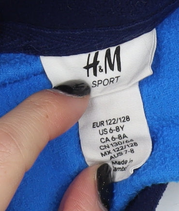 H&M Boys Blue Colourblock Full Zip Fleece Sweatshirt 7-8Y