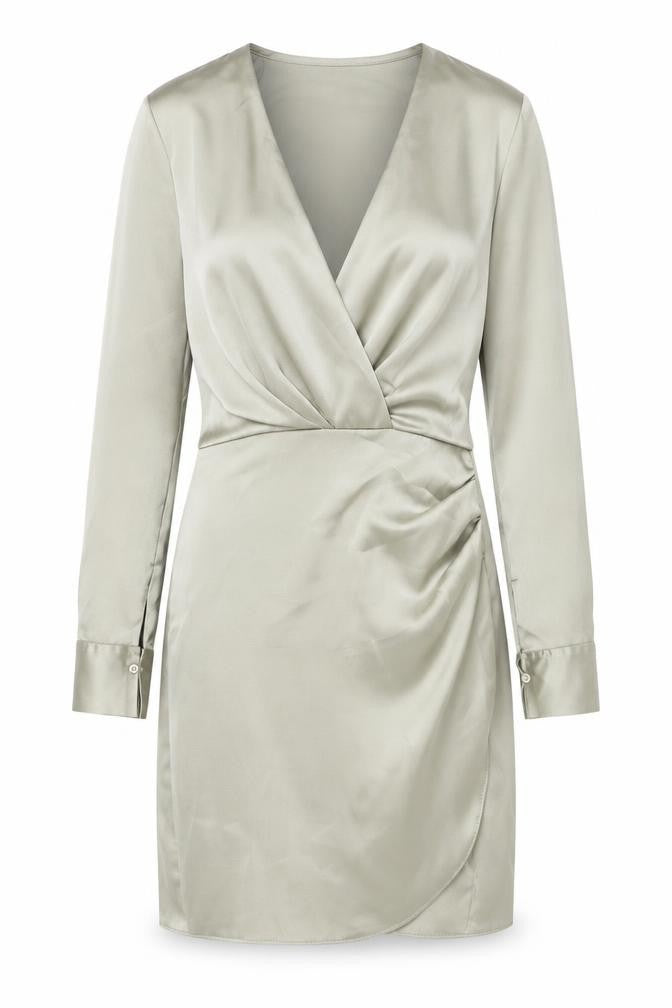 Zara Women's Grey Satin Wrap Mini Dress XS