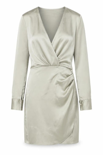 Zara Women's Grey Satin Wrap Mini Dress XS