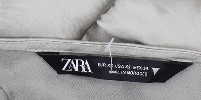 Zara Women's Grey Satin Wrap Mini Dress XS