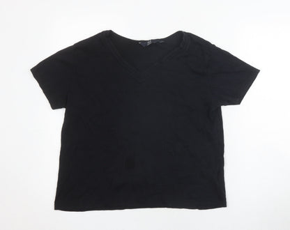 Womens UK Size 14 Isle Essentials Black Basic T-Shirt