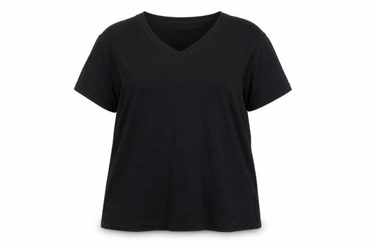 Womens UK Size 14 Isle Essentials Black Basic T-Shirt