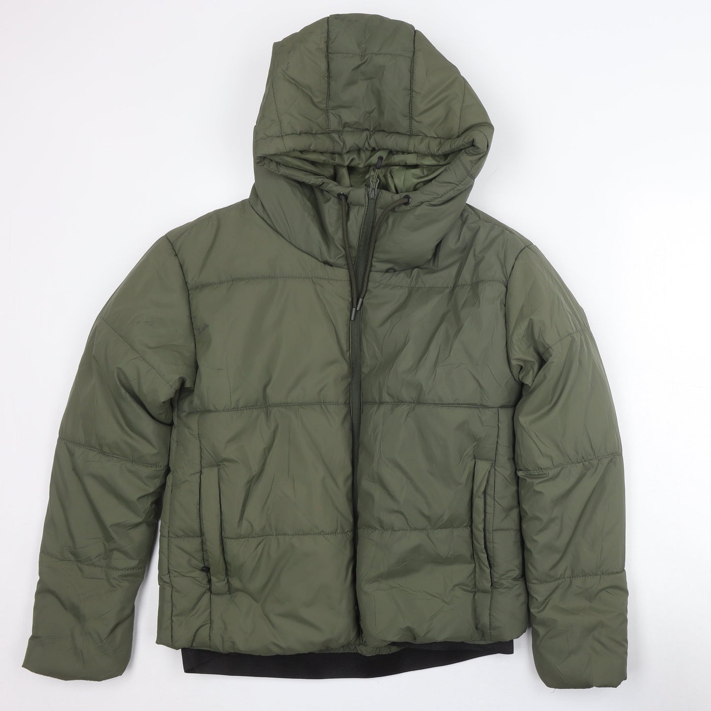 Alex Jones Men's Green Puffer Jacket Size M Hooded Winter