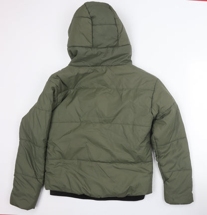 Alex Jones Men's Green Puffer Jacket Size M Hooded Winter