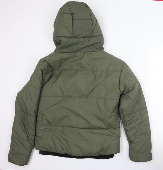 Alex Jones Men's Green Puffer Jacket Size M Hooded Winter