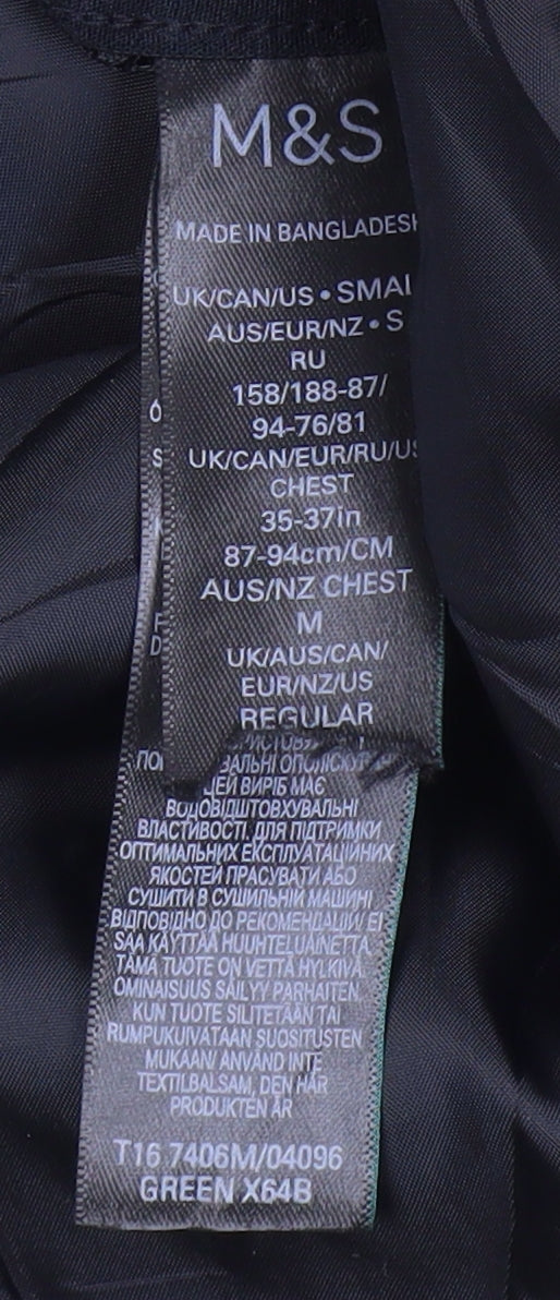 Mens UK Size S Marks and Spencer Green Parka Coat