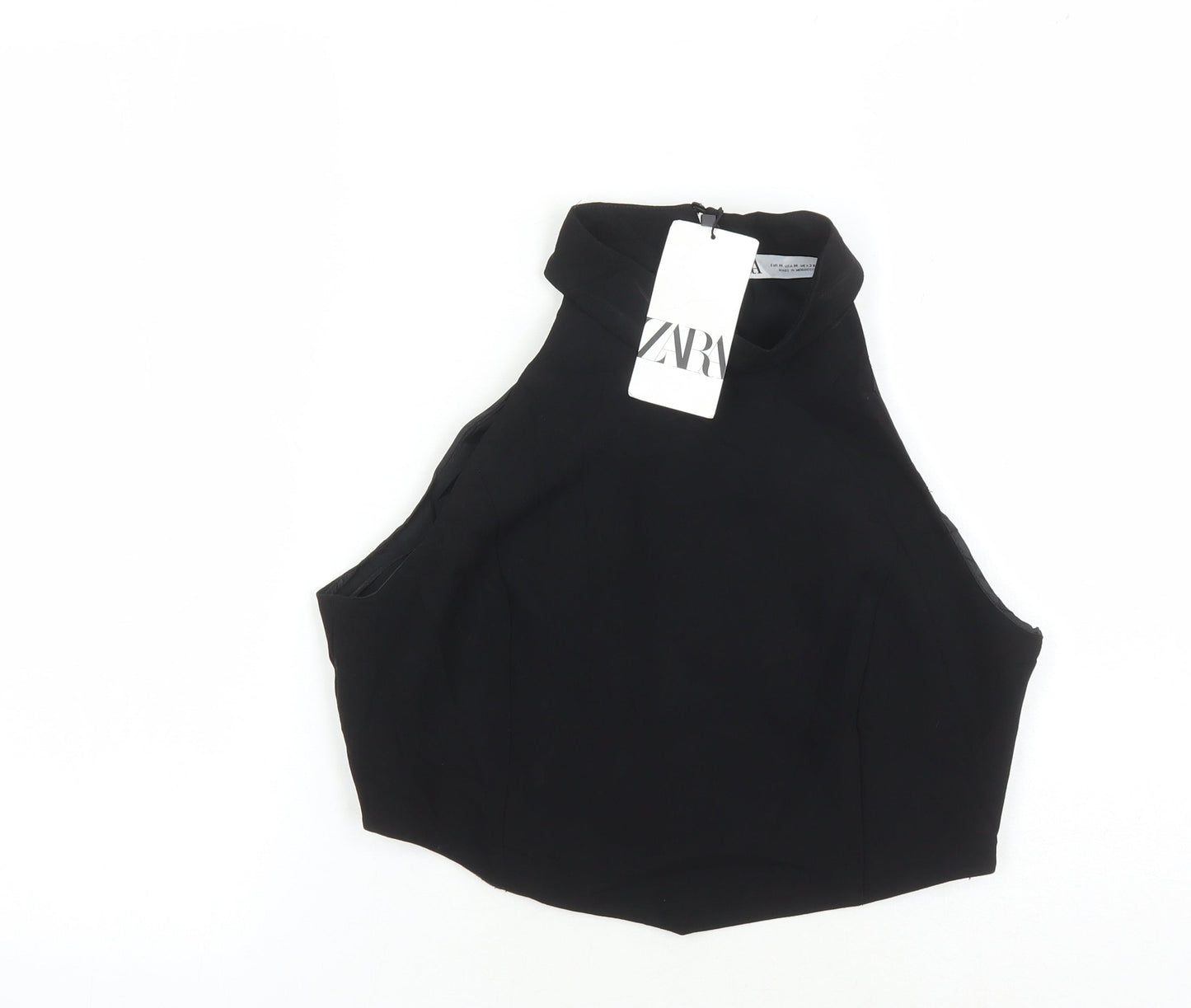 Womens UK Size M Zara Black Cropped Blouse