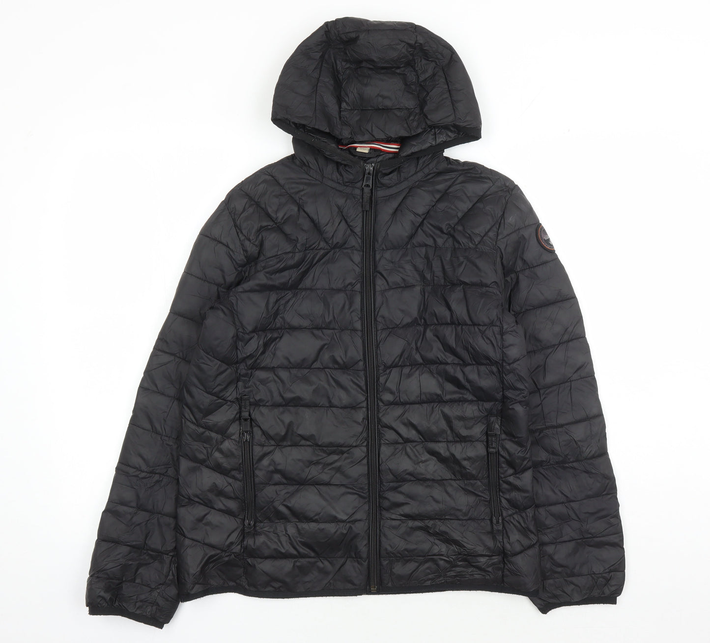 Napapijri Boys Black Puffer Jacket 14 Hooded Casual Wear