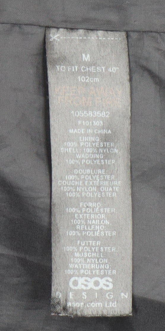 ASOS Men's Black Nylon Puffer Jacket - M