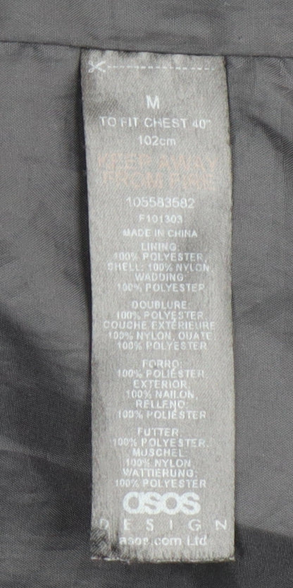 ASOS Men's Black Nylon Puffer Jacket - M