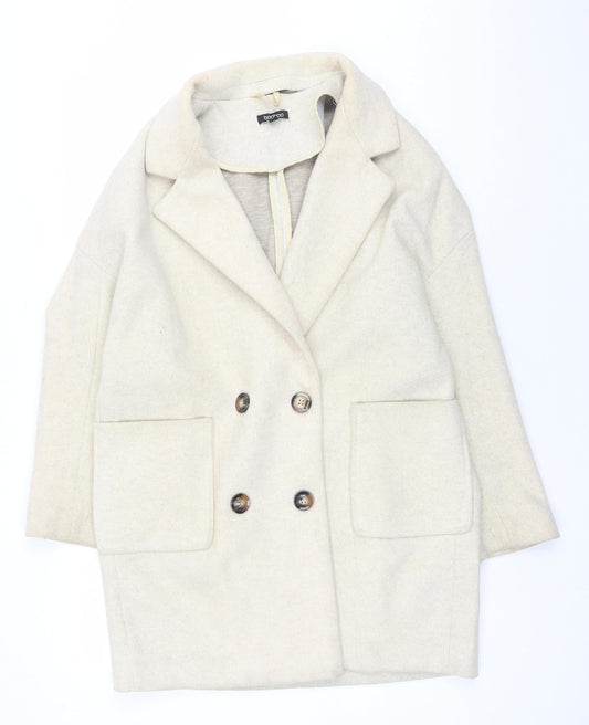 Boohoo Women's Beige Mid-Length Coat, Size 8