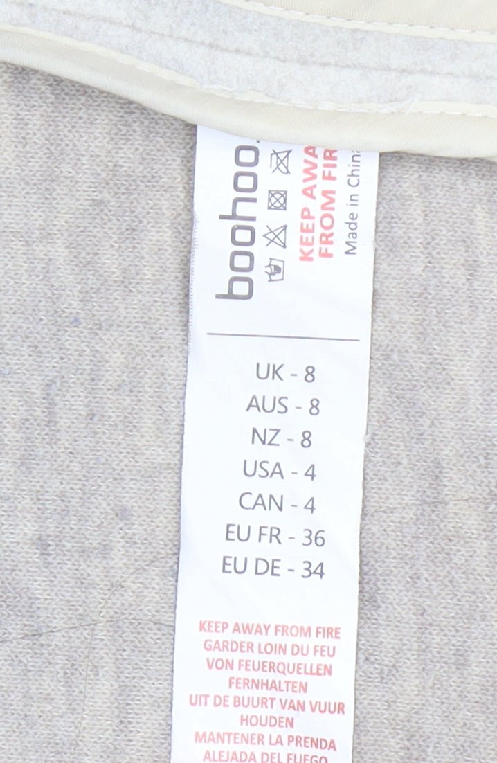 Boohoo Women's Beige Mid-Length Coat, Size 8
