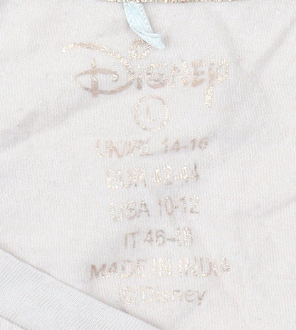 Disney Beige Sequin T-Shirt, Unisex Size 12-14, Cotton