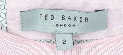 Womens UK Size 2 Ted Baker Pink Basic T-Shirt