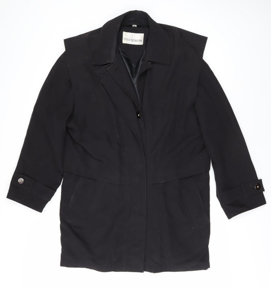 Four Seasons Women's Black Rain Coat M Mid-Length