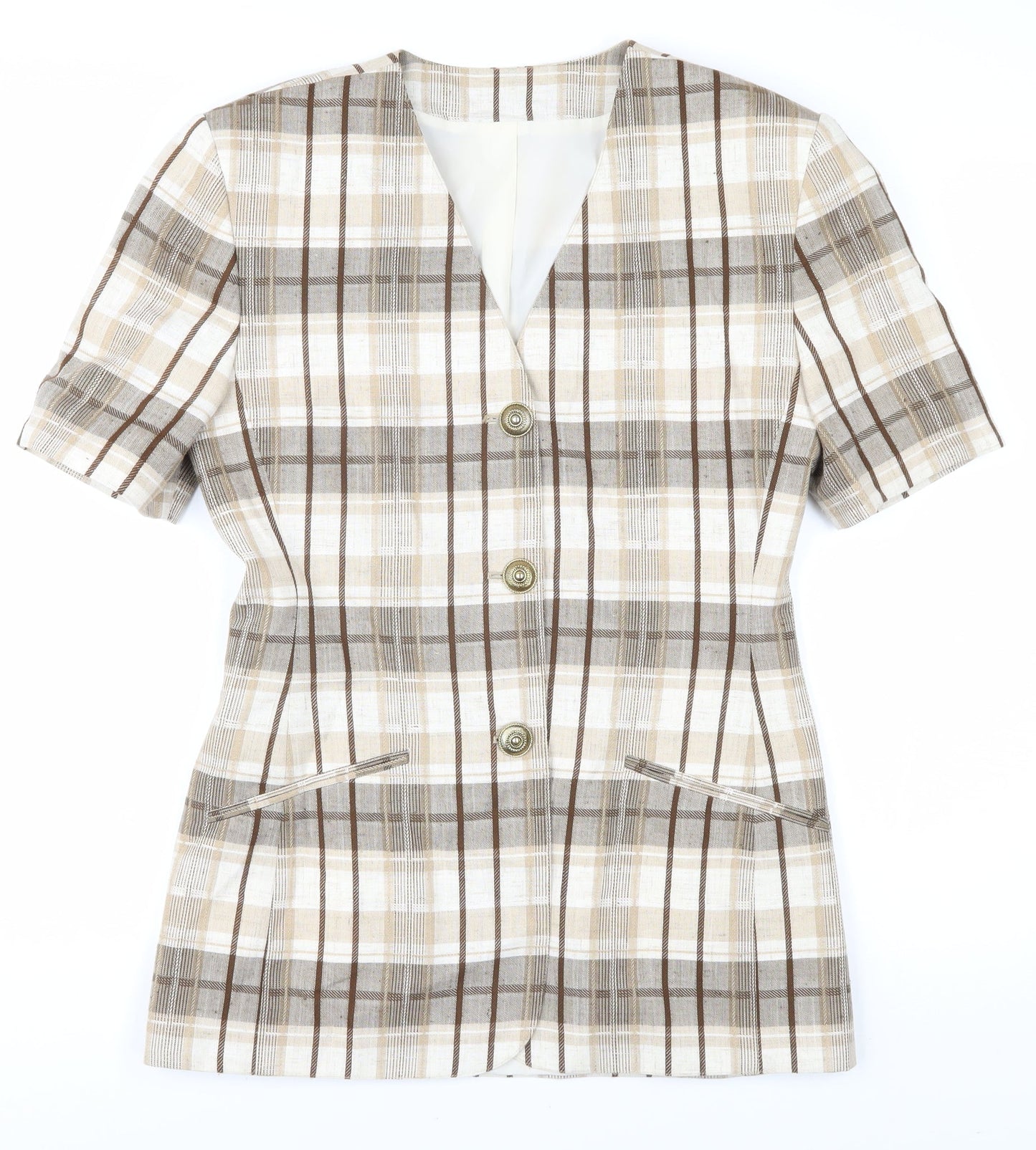 Marks and Spencer Women's Beige Check Blazer Size 10