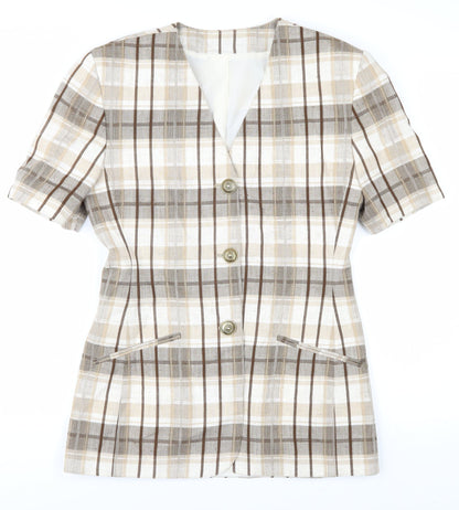 Marks and Spencer Women's Beige Check Blazer Size 10