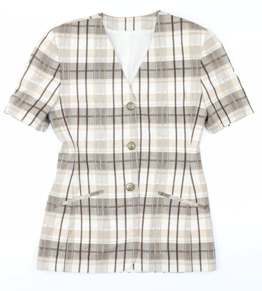 Marks and Spencer Women's Beige Check Blazer Size 10