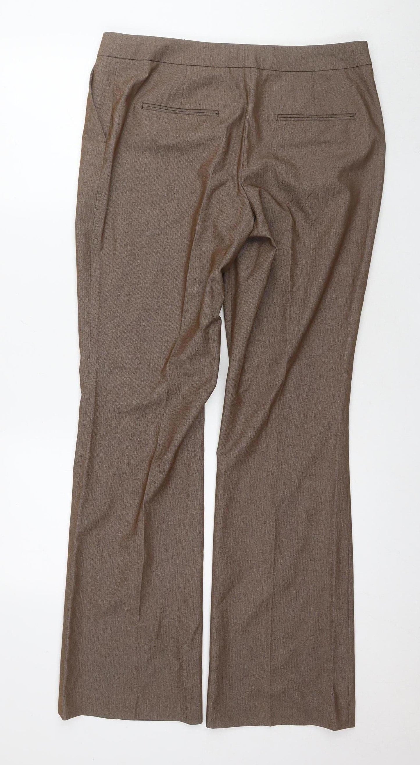 Womens UK Size 12 L NEXT Regular Fit Dress Pants Brown Trousers