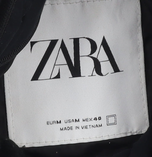 Zara Men's Black M Puffer Jacket, Casual Winter Style