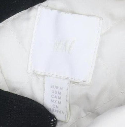 H&M Women's White Waistcoat M Lightweight Snap Pockets