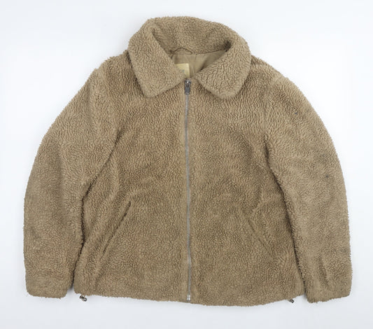 H&M Women's Beige Fleece Jacket, Size S, Casual Style