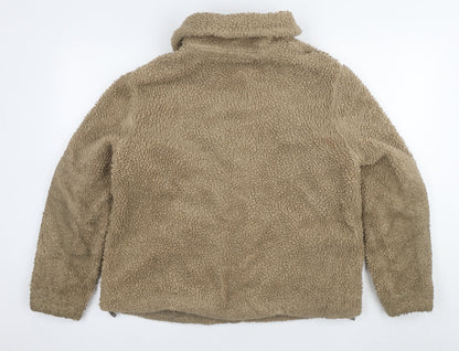 H&M Women's Beige Fleece Jacket, Size S, Casual Style