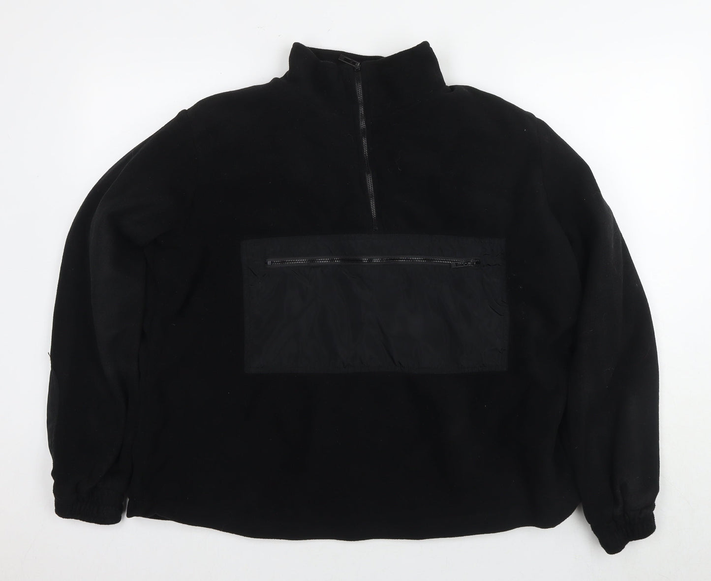 PrettyLittleThing Women's Black Fleece Zip Top Size 10