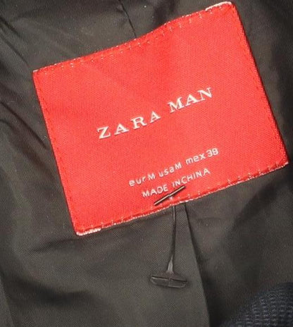 Zara Man Men's Black Wool Overcoat in M, Stand-Up Collar