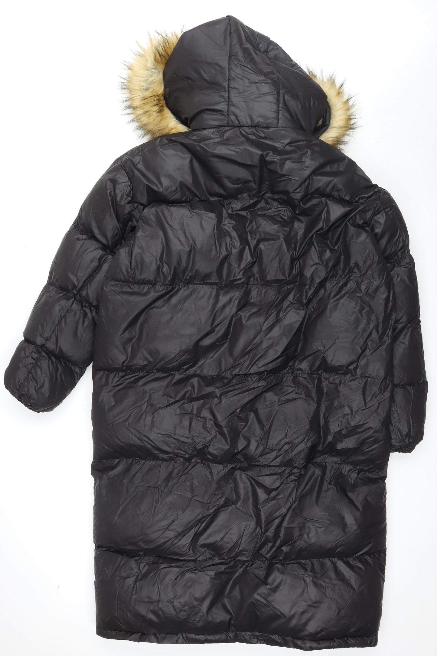 boohoo Women's Black Long Puffer Jacket UK 8