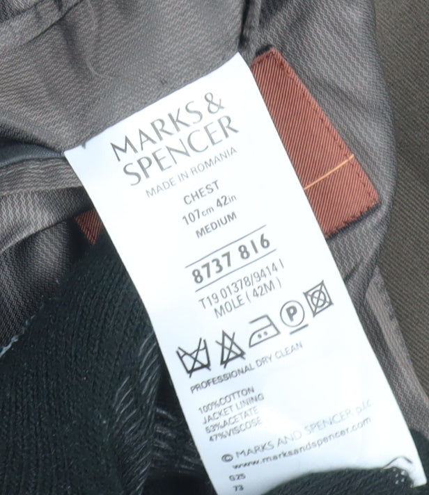 Mens UK Size 42 Marks and Spencer Regular Brown Suit Jacket