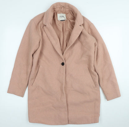 Pull&Bear Women's Beige Mid-Length Wool Blend Overcoat