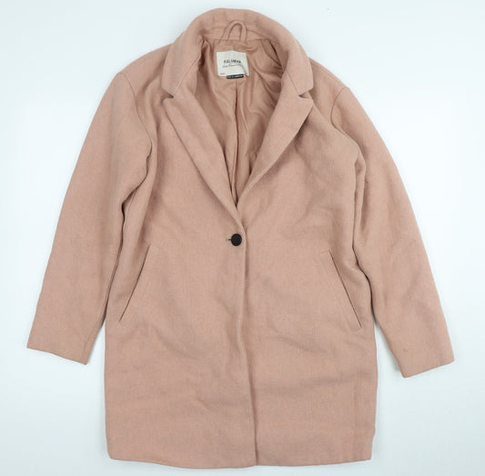 Pull&Bear Women's Beige Mid-Length Wool Blend Overcoat