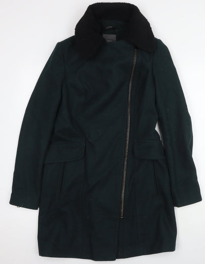 Next Women's Green Wool Blend Biker Coat Size 6