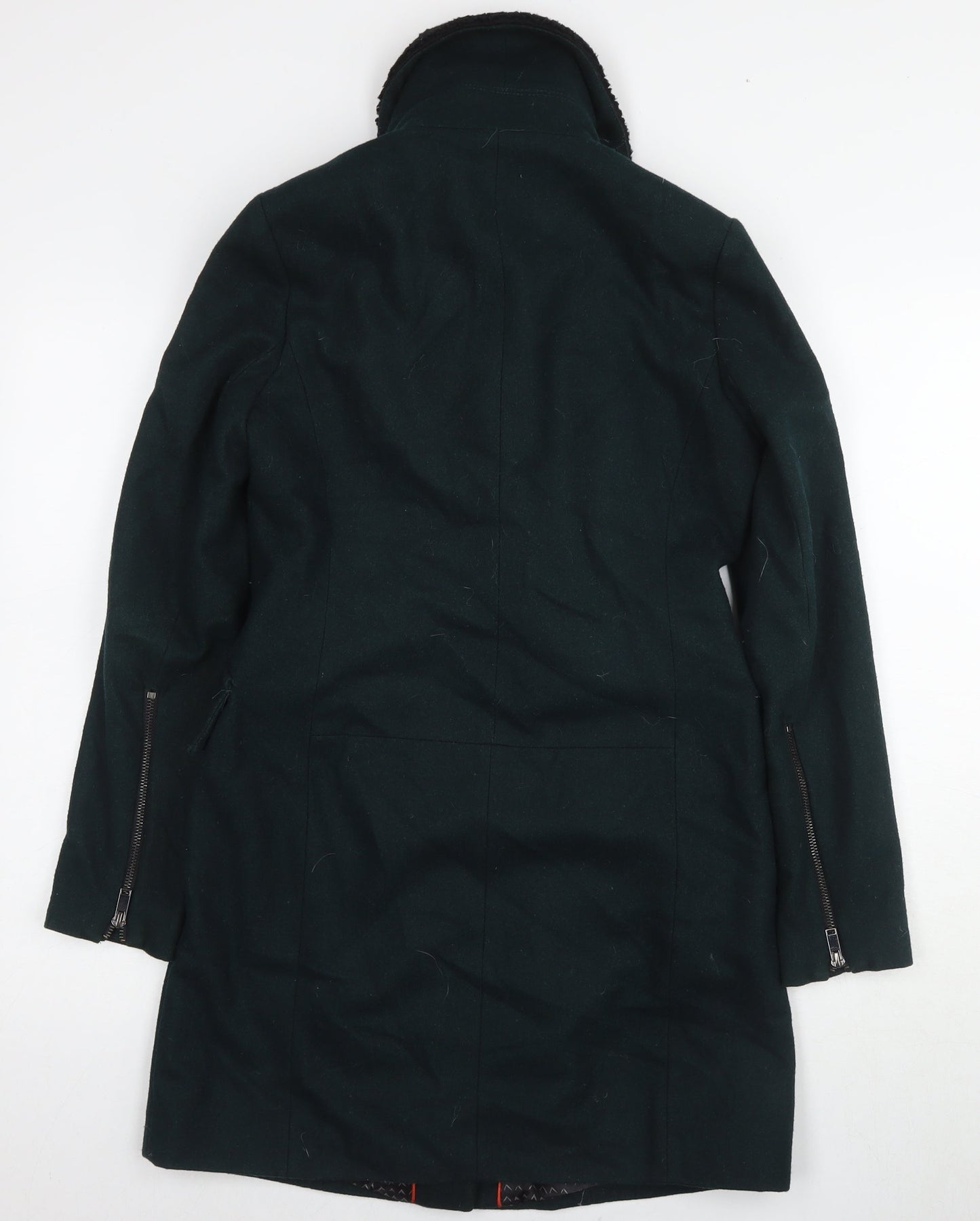 Next Women's Green Wool Blend Biker Coat Size 6