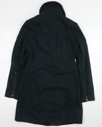 Next Women's Green Wool Blend Biker Coat Size 6